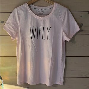 Rae Dunn Pink s/s WIFEY T shirt Lg